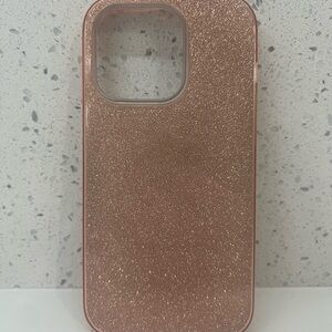 Glittery Rose Gold 14 Pro Phone Case